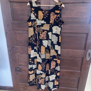 90’s Y2K Safari Style Maxi Dress Allison-Che Geometrical Print size 14
